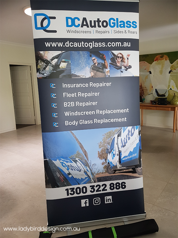 Banner Pull up retractable car glass repairer perth
