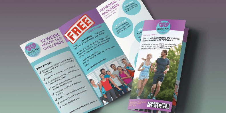 trifold brochure design print flyer fitness perth